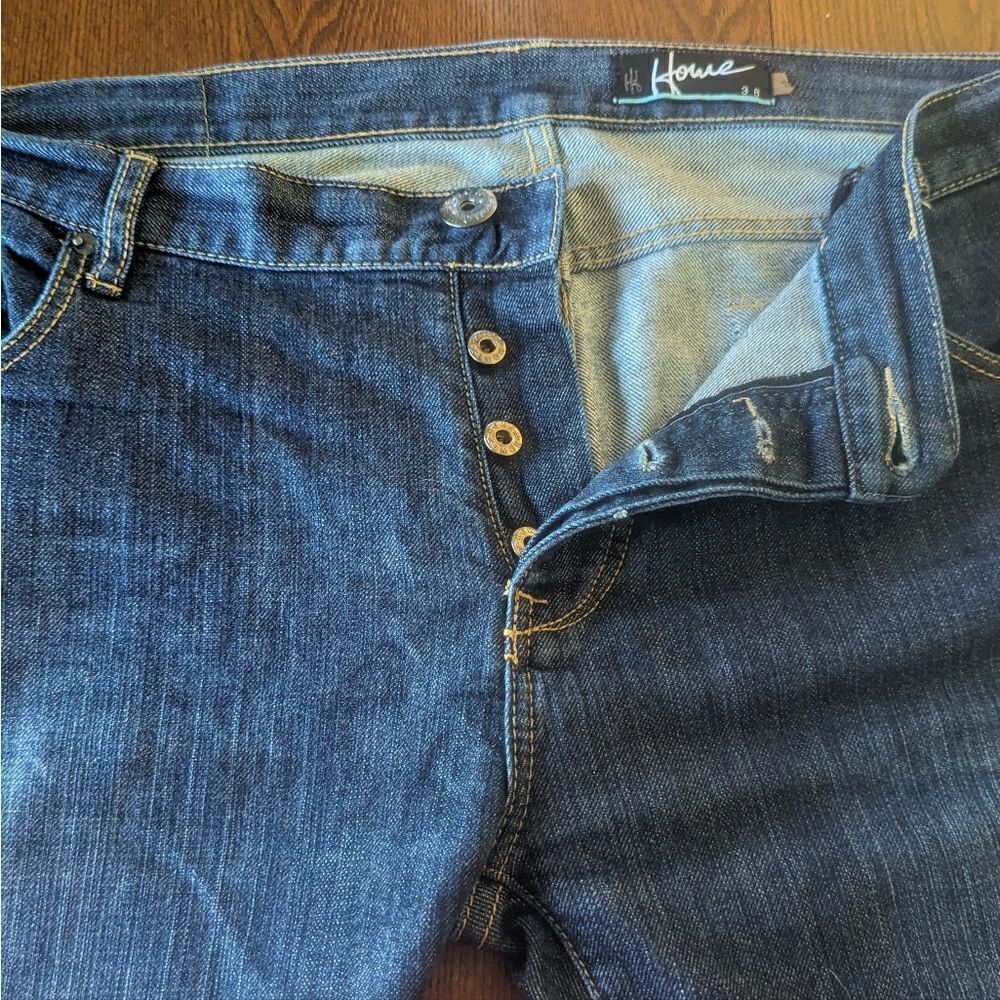 Howe Mens Vintage Button Fly Dark Wash Denim Blue Jeans Size 38
